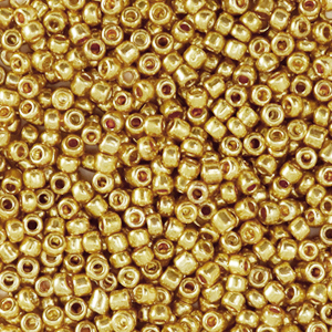 Glaskralen Rocailles metallic goud 2 mm - per 10 gram