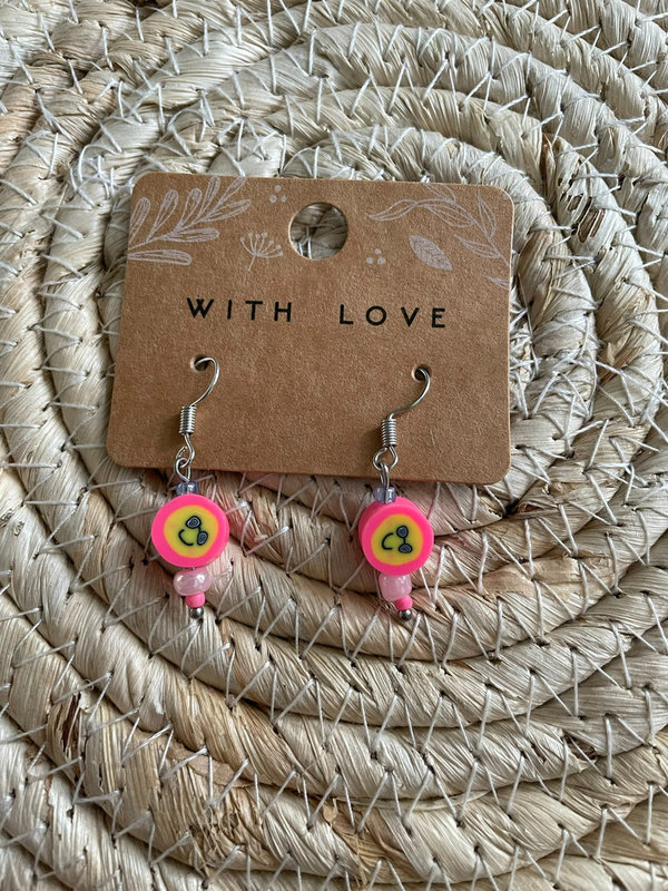 Zonnebril zon oorbellen roze  - per paar