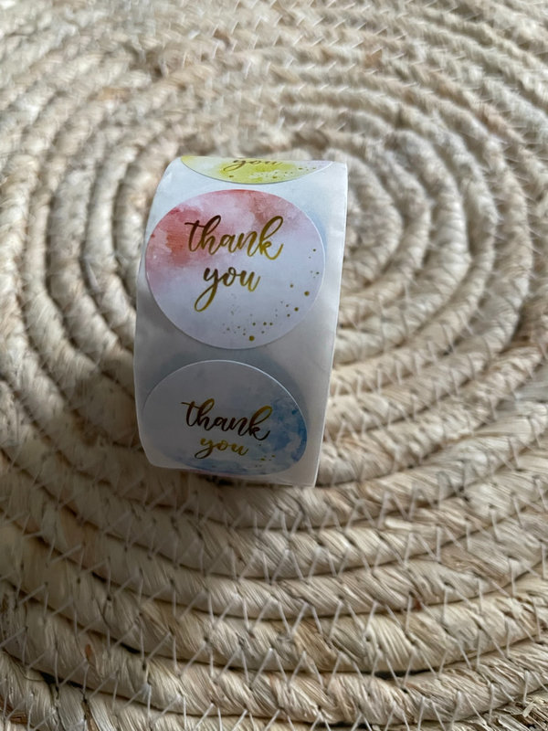 Rol stickers 'thank you' pastel - per rol