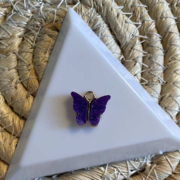 Bedel vlinder paars glitter - per stuk