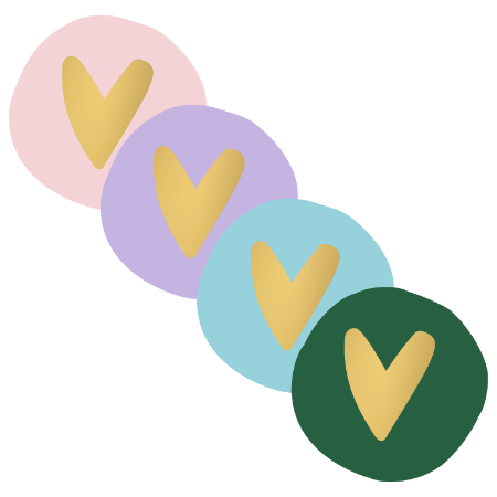 Stickers 'hartjes kleur met goud' - per 10