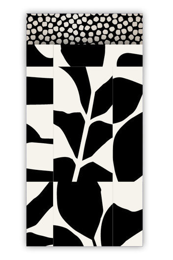 Cadeauzakje abstract botanics zwart/wit 7x13 - per 5