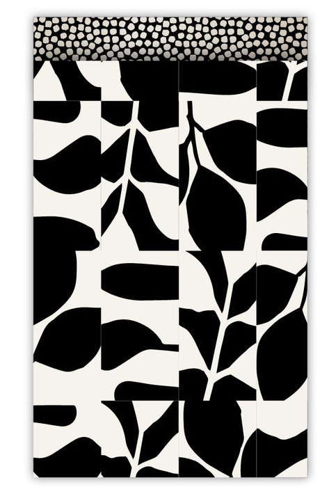 Cadeauzakje 12x19 abstract botanic zwart/wit  - per 5