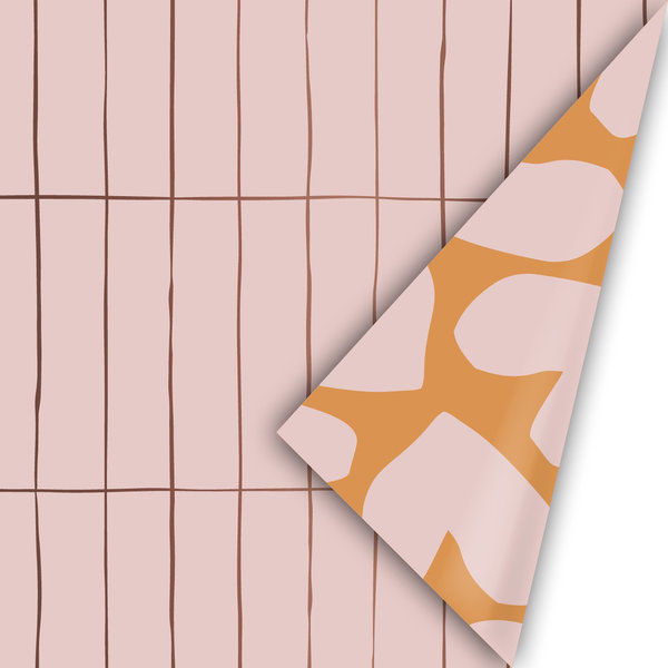 Inpakpapier slim tiles roze/bruin - per stuk